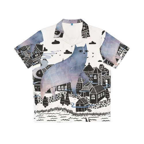 Serene Fog Hawaiian Shirt with Watercolor Landscape