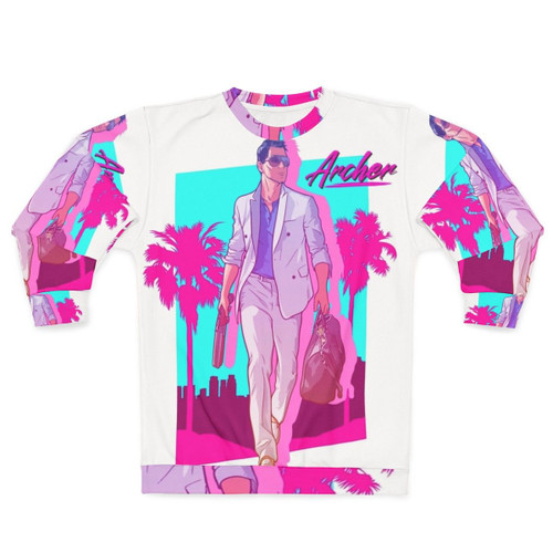 Archer Vice Palm 80s Sweatshirt featuring retro synthwave vaporwave design