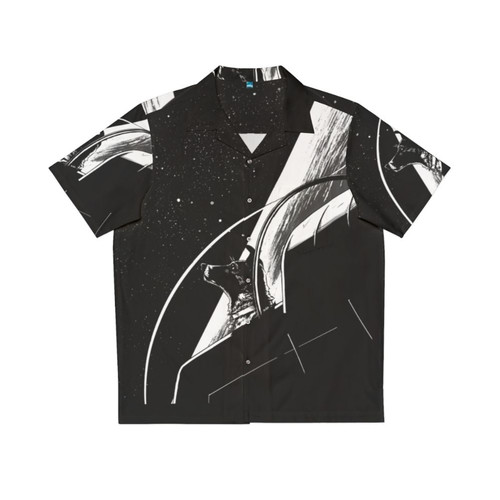 Laika the Soviet space dog on a Hawaiian-style shirt design