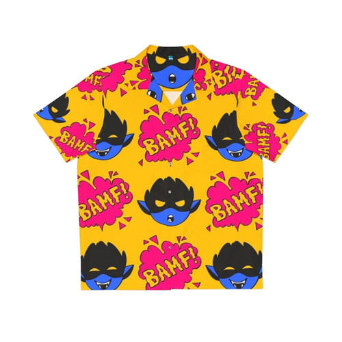 Bamfs Pattern Hawaiian Shirt - X-Men Apparel Featuring Nightcrawler