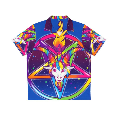 Retro 90s psychedelic Hawaiian shirt with occult inspired design