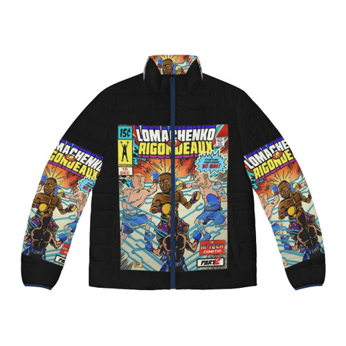 Vasyl Lomachenko wearing a high-quality puffer jacket