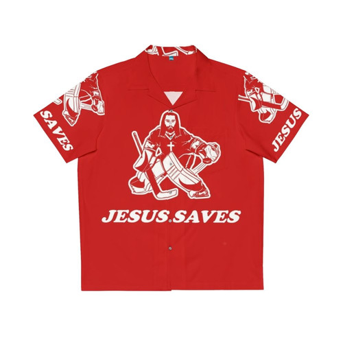 "Jesus Saves" Hockey Goalie Hawaiian Shirt