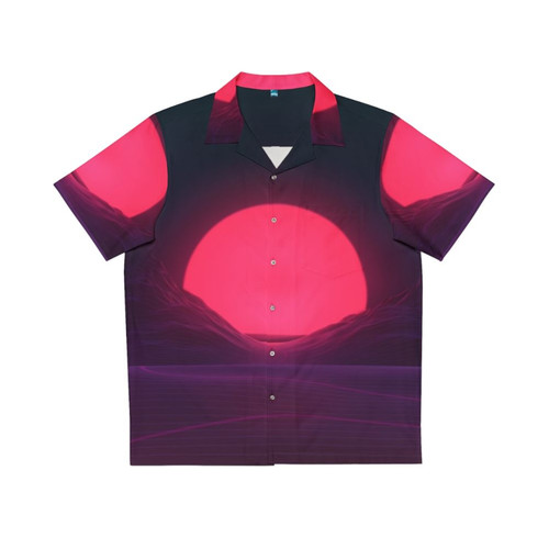 Retro 80s Neon Sunset Hawaiian Shirt