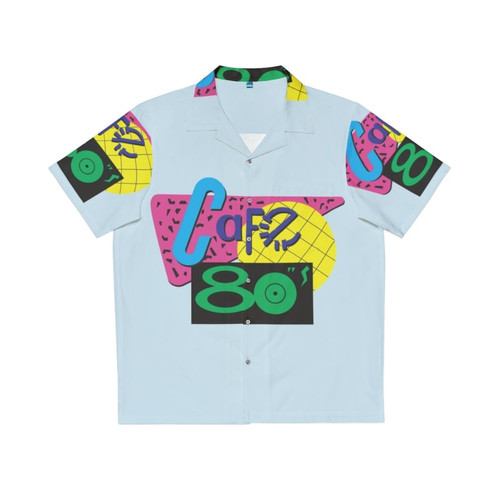 Retro 80s cafe-themed Hawaiian shirt with Back to the Future design