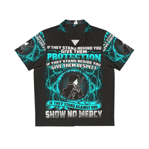 Sao No Mercy Hawaiian Shirt featuring Sword Art Online characters Asuna and Kirito