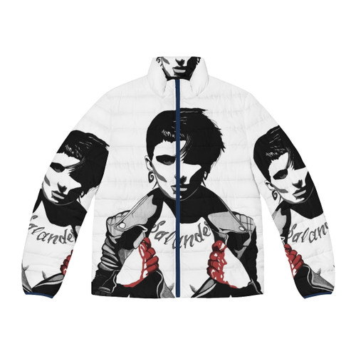 Lisbeth Salander inspired light puffer jacket with dark gothic style