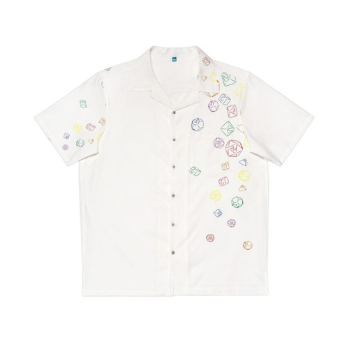 Cascading rainbow dice pattern Hawaiian shirt for gamers