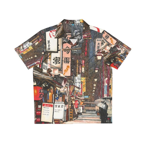 Japanese city lights Hawaiian shirt