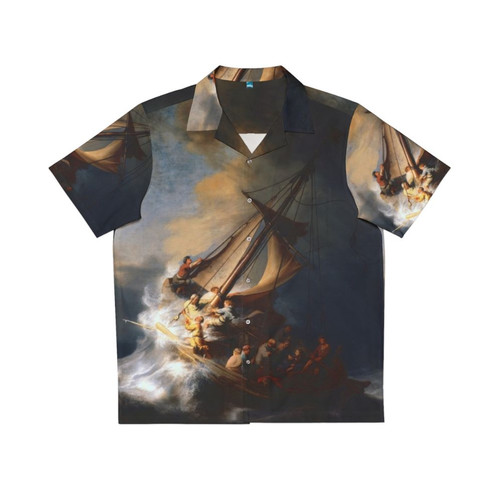 Rembrandt's masterpiece The Storm on the Sea of Galilee printed on a Hawaiian shirt