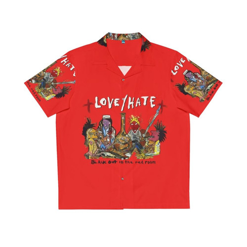 Blackout In The Red Room Hawaiian Shirt with Grunge, Punk, and Metal Music Motifs