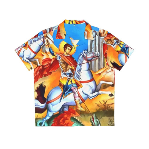 Saint George Hawaiian Shirt with White Horse Artwork