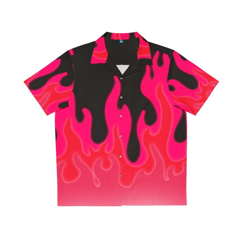 Reddish pink flames Hawaiian shirt