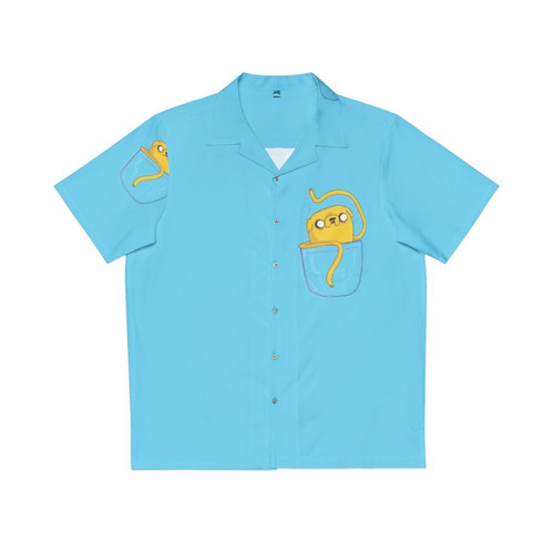 Jake The Dog from Adventure Time Cartoon Network on a Hawaiian style graphic pocket shirt