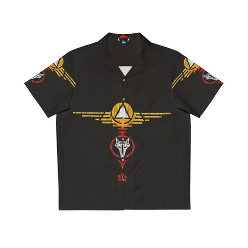 Red Rising Hawaiian Shirt featuring sun and moon design