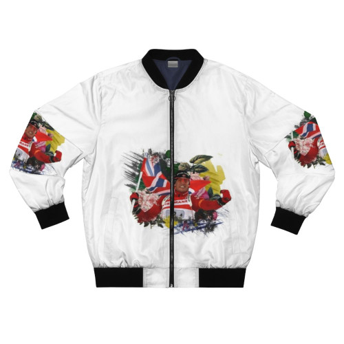Tarjei Bø wearing a biathlon-inspired bomber jacket