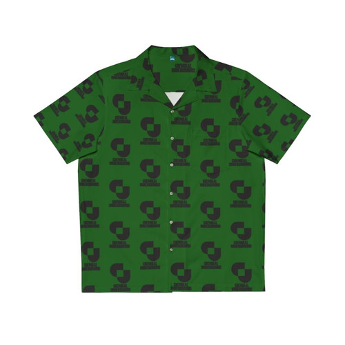 Black Hawaiian Shirt with Music Themed Graphics