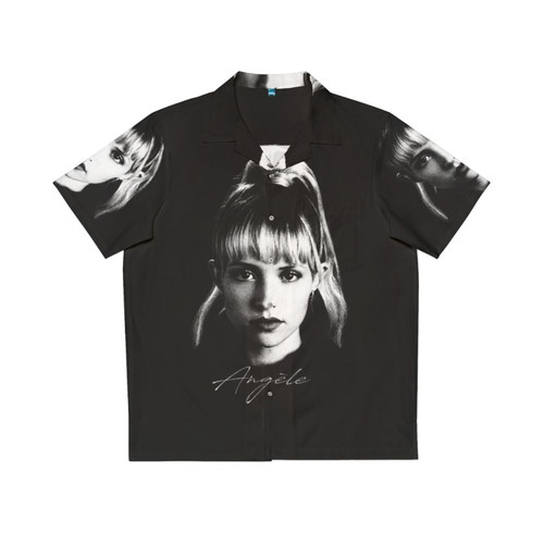 Angèle Portrait Hawaiian Shirt with tropical floral pattern