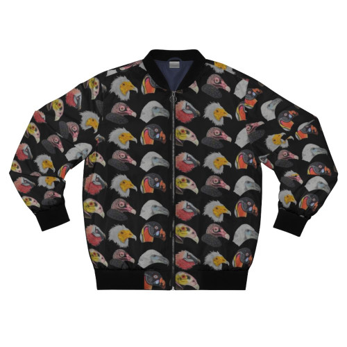 Bearded vulture (Gypaetus barbatus) printed on a black bomber jacket