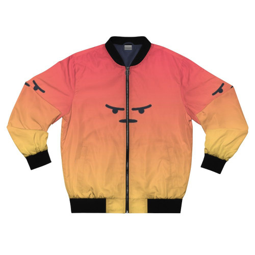 Angry React bomber jacket featuring a graphic design with the "angery" emoji face
