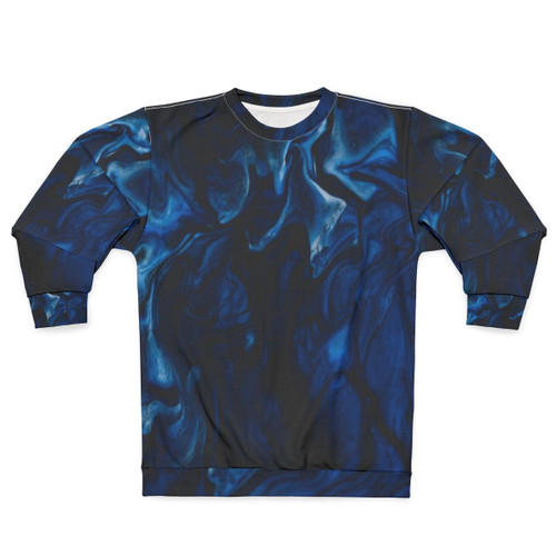Abstract sweatshirt with nature-inspired blue and green pattern