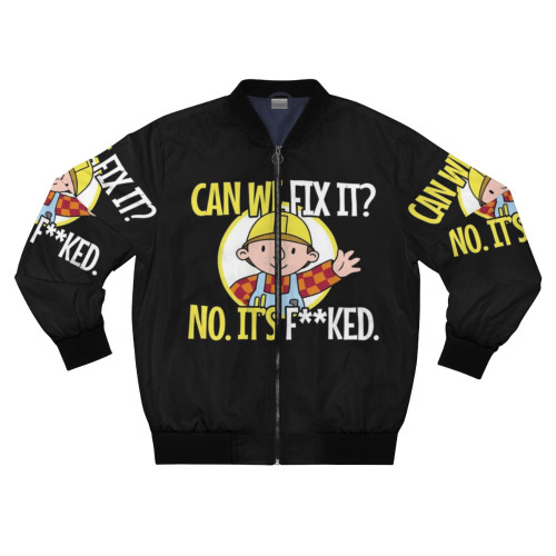 Funny repair man bomber jacket with "Can We Fix It?" design