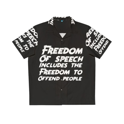 Rebellious Hawaiian Shirt with Free Speech and Human Rights Motifs