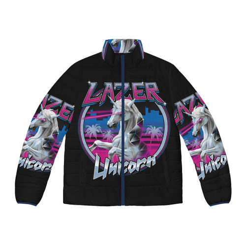 Laser Unicorn Puffer Jacket - Mythical Creature Puffer Jacket with Neon Laser Design