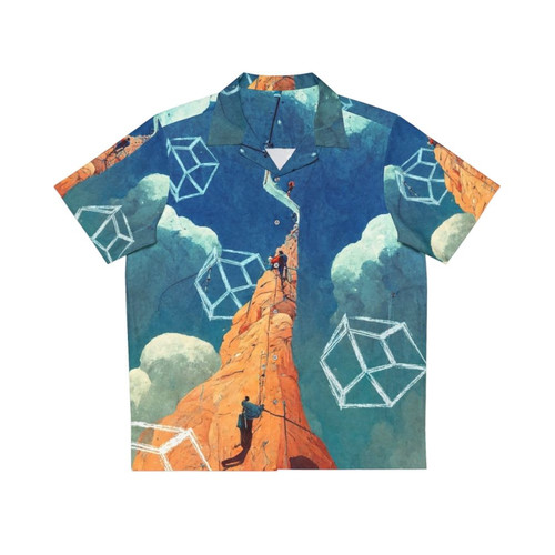 Inspire Rock Climbing Hawaiian Shirt with climbing and tropical design