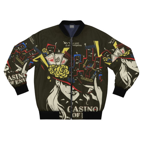 Persona inspired bomber jacket featuring the "Casino of Envy" design.