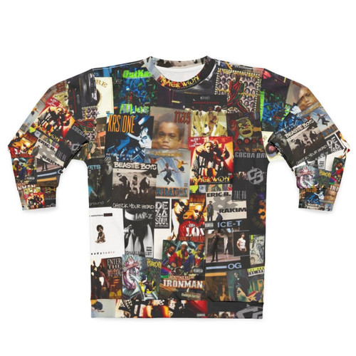 Retro 90s hip hop classics album cover graphic on sweatshirt