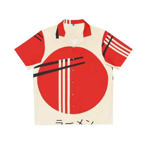 Ramen-themed Hawaiian shirt with vibrant colors and retro kaiju-inspired design