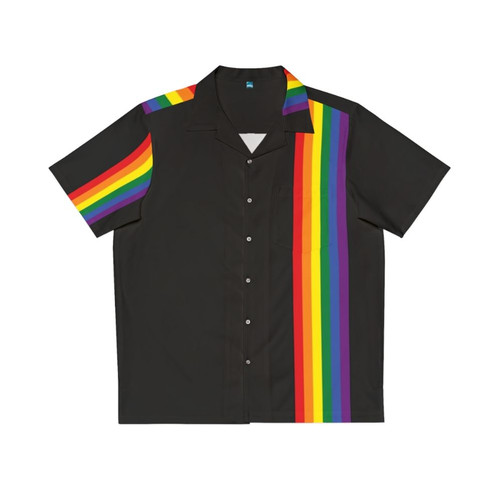 Vibrant rainbow pride LGBTQ+ Hawaiian shirt