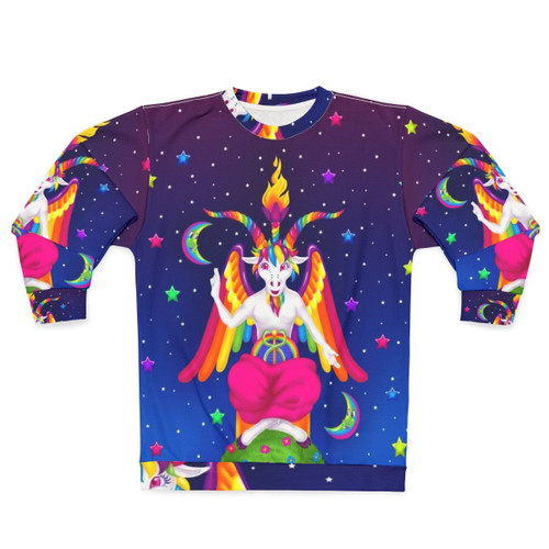 Neon rainbow baphomet sweatshirt with occult and satanic elements