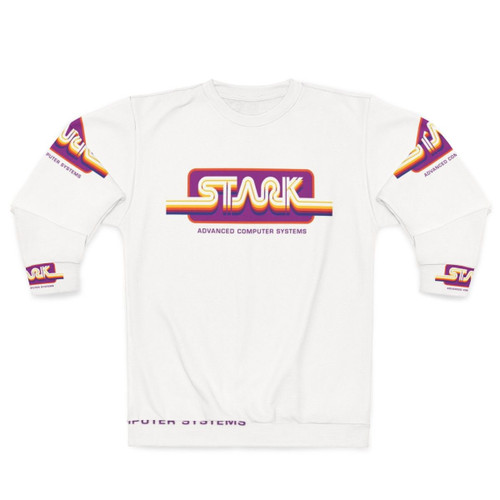 1980s Stark Technologies Computer Graphics Sweatshirt featuring retro gaming and Marvel elements
