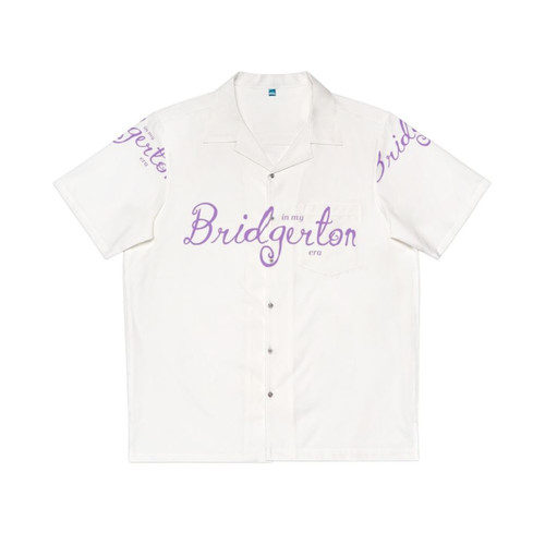 Purple Hawaiian shirt with Bridgerton-inspired design