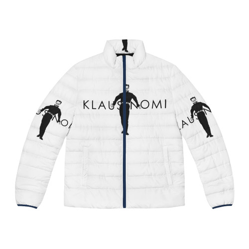 Klaus Nomi inspired puffer jacket with avant-garde 70s glam rock style