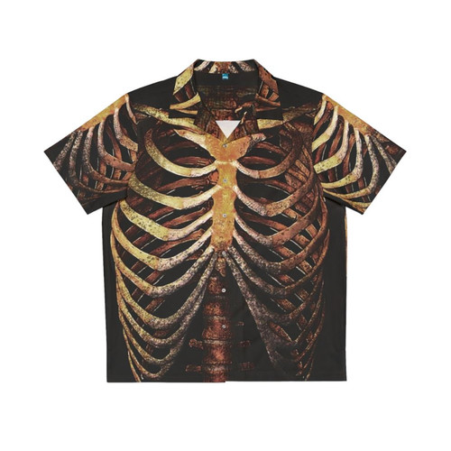 Rib Cage Hawaiian Shirt with Skeleton Design