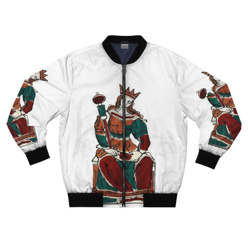 Vintage Queen of Wands Minchiate Tarot Bomber Jacket