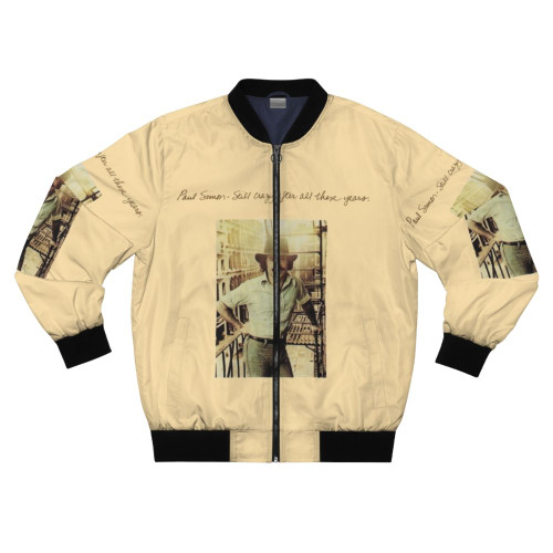 Retro bomber jacket featuring the iconic album cover of Paul Simon's "Still Crazy After All These Years"