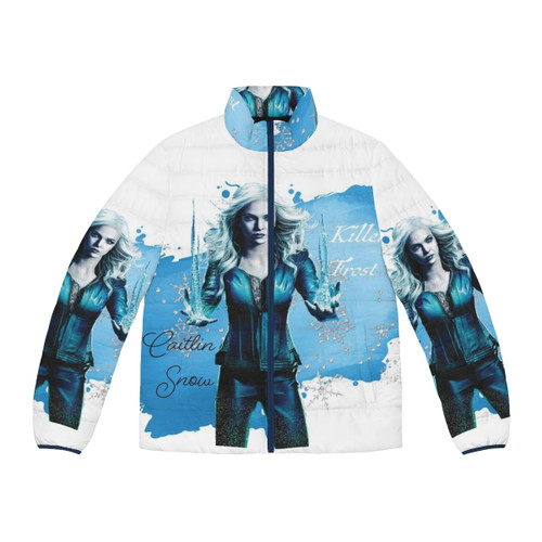 Killer Frost watercolor puffer jacket with winter and ice inspired design