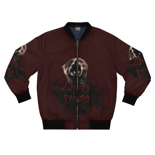 Chaos Reigns black metal bomber jacket with occult and antichrist imagery