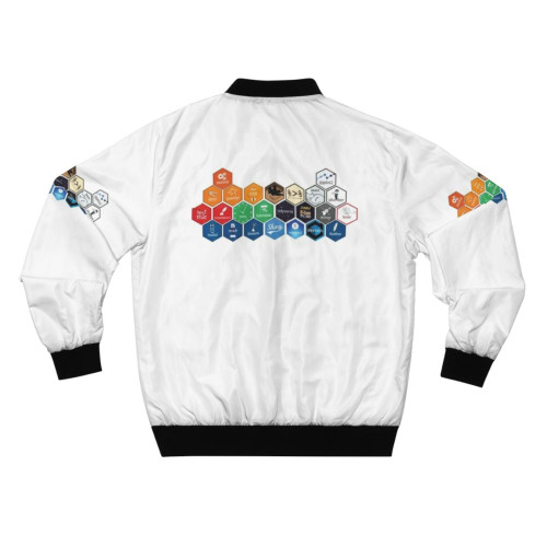RStudio logo bomber jacket with a stylish and practical design for programmers and developers - Back