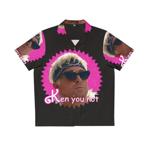 "Funny Hawaiian parody shirt with 'Ken You Not?' design"