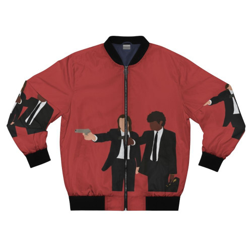 Pulp Fiction inspired bomber jacket with portraits of characters Vincent and Jules