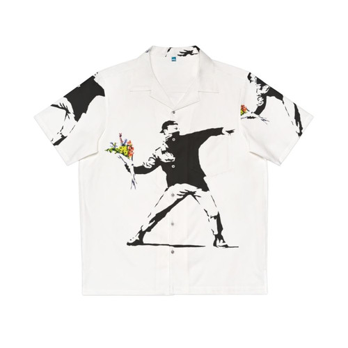 Man wearing a colorful Hawaiian flower shirt