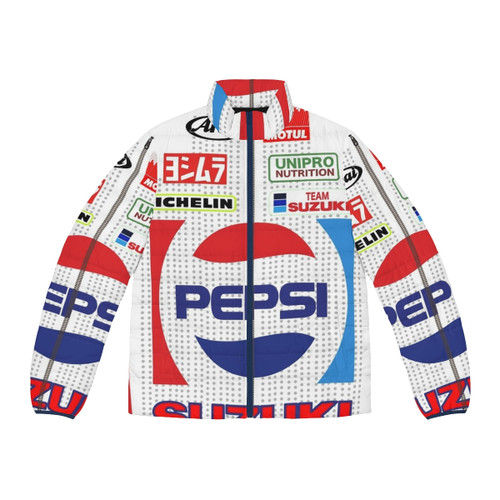 Vintage Motorcycle Puffer Jacket with Kevin Schwantz RGV500 Gamma Leathers Design
