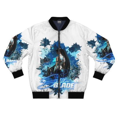 Stellar Blade Eve inspired bomber jacket with anime-style artwork design