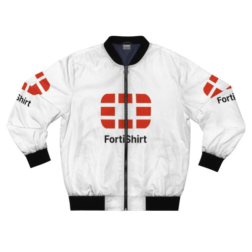 Fortinet FortiShirt Bomber Jacket with networking and IT design