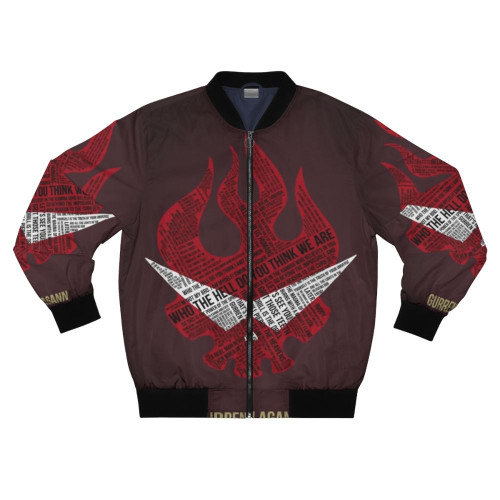 Gurren Lagann anime-inspired bomber jacket with bold typography